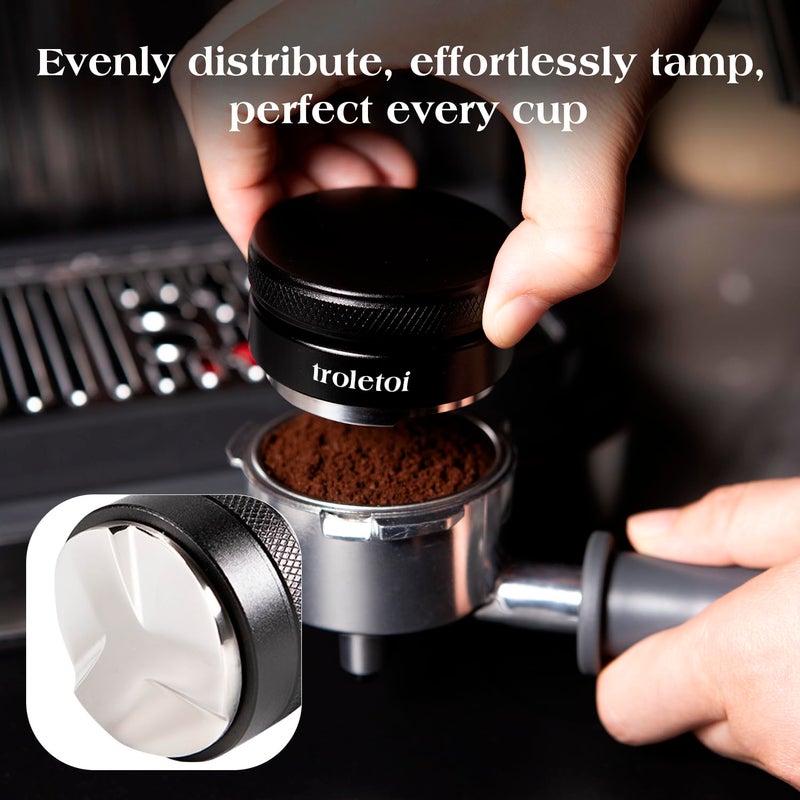 troletoi 7 PCS Espresso Accessories Kit: 51mm Espresso Tamper, Coffee Distributor, Puck Screen, Dosing Funnel and WDT Tool, Premium Espresso Tool Set Fits Delonghi 51mm Machines and Portafilter - Image 2