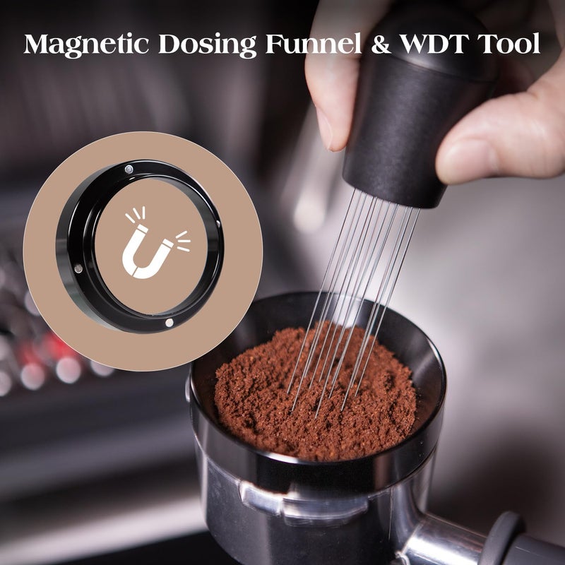 troletoi 7 PCS Espresso Accessories Kit: 51mm Espresso Tamper, Coffee Distributor, Puck Screen, Dosing Funnel and WDT Tool, Premium Espresso Tool Set Fits Delonghi 51mm Machines and Portafilter - Image 4