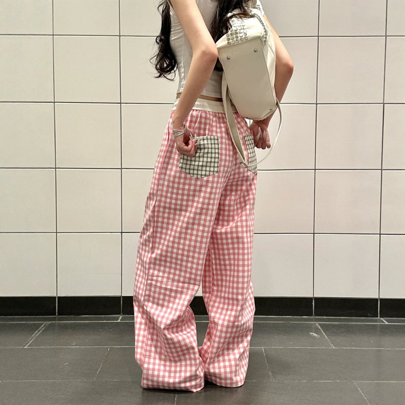 Women's Casual Plaid Wide Leg Pants - Image 4