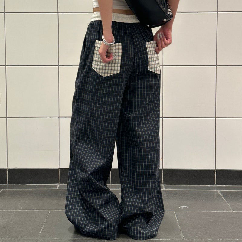 Women's Casual Plaid Wide Leg Pants - Image 2