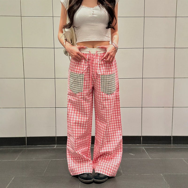 Women's Casual Plaid Wide Leg Pants - Image 3