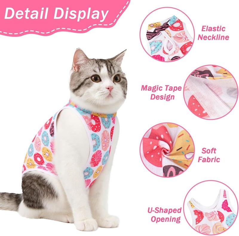 Coppthinktu Cat Recovery Suit Female Cats Onesie for Cats, Breathable Cat Surgery Suit for Surgical Abdominal Wounds Skin Diseases, Cute Kitten Spay Recovery Suit E-Collar Alternative Anti Licking - Image 3