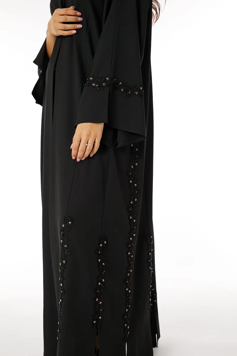 Moistreet  Embroidered Flared Sleeve Abaya for Women | Best Price UAE