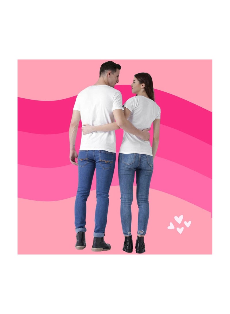 PRINTSHOP4ME Valentine's Day Couple T-Shirts–Matching Round Neck Short Sleeve Cotton T-Shirts For Couples–Gift For Boyfriend,Girlfriend - Image 3