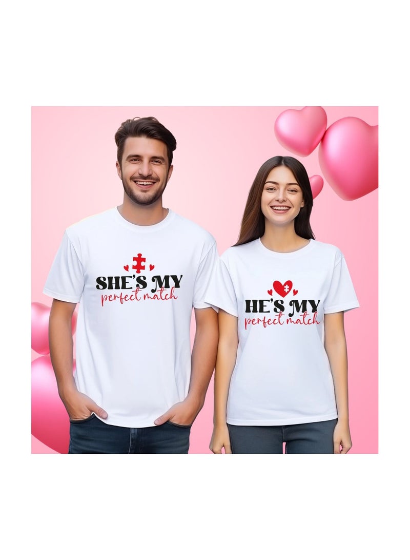 PRINTSHOP4ME Valentine's Day Couple T-Shirts–Matching Round Neck Short Sleeve Cotton T-Shirts For Couples–Gift For Boyfriend,Girlfriend - Image 5