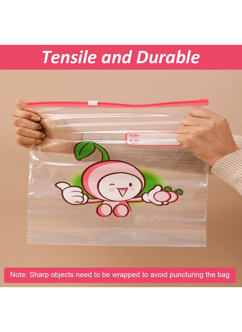 HASTHIP HASTHIP® 40pcs Food Storage Bags 3 Sizes, Transparent Zip-lock Bags with Date Label, Double Sealing Strips, Leak-proof & Food Grade Safe for Freezer, Snacks, Travel, and Home Organization  - Image 4