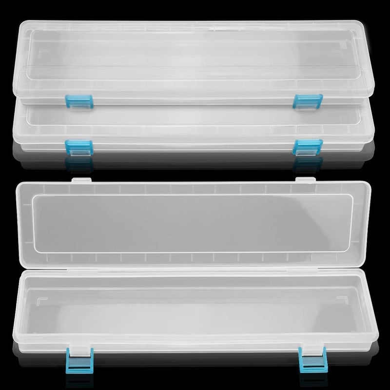 Fireboomoon 3 Pack Translucent Plastic Paint Brush Holder, Long Paint Brushes Watercolor Pens Pencils Drawing Tools Storage Box Container Case(13" x 2.8" x 1.4") - Image 1