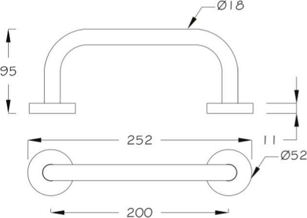 Elderly Patient and Disabled Grab Bar Bathtub Handle Stainless 20 cm