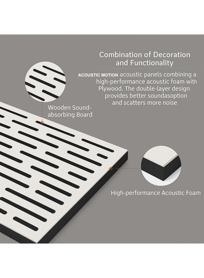 Acoustic Motion Acoustic  panels "50x50x5.6 cm" WAVE design with Self-Adhesive,Sound Proof,Diffusion Panels for Home,Studio,Meeting Rooms,Wall Art Foam+wood Boards For Advanced Acoustic Room Treatment white - Image 3
