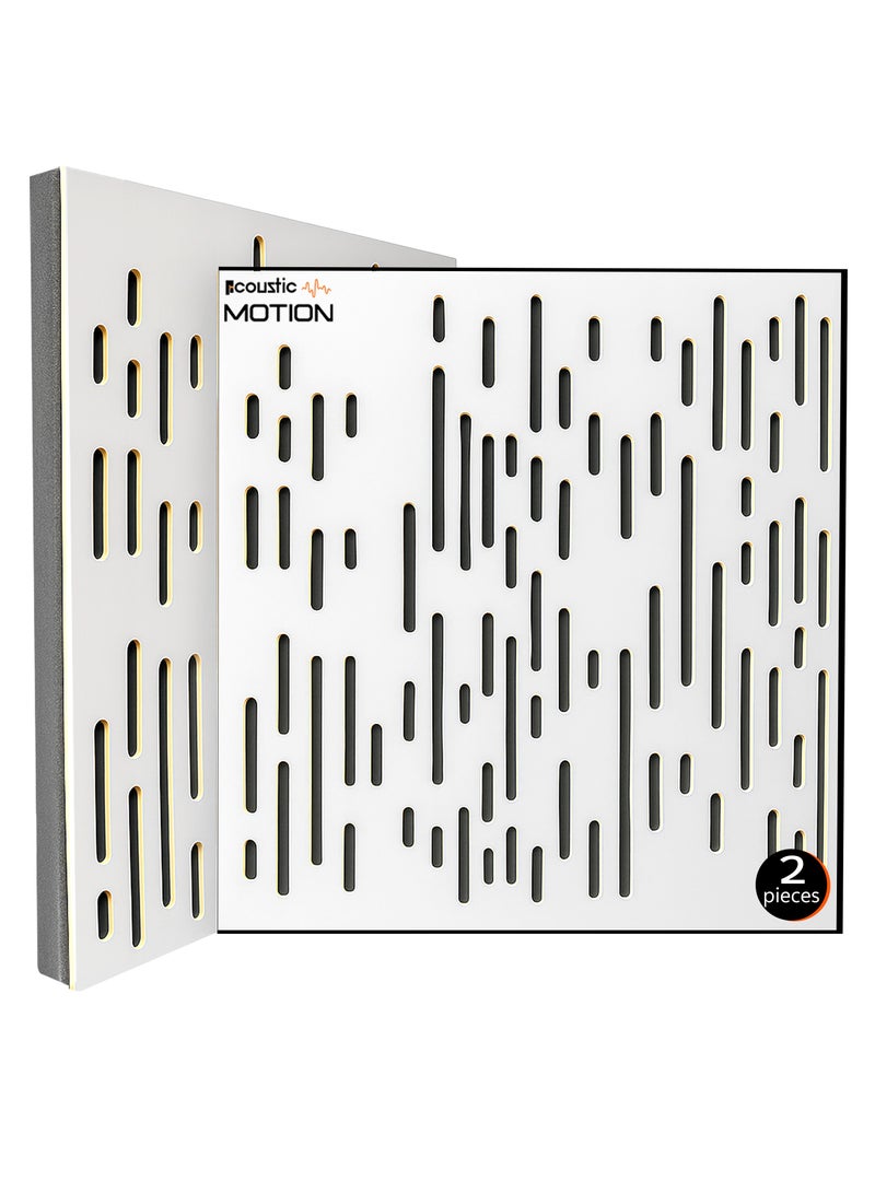Acoustic Motion Acoustic  panels "50x50x5.6 cm" WAVE design with Self-Adhesive,Sound Proof,Diffusion Panels for Home,Studio,Meeting Rooms,Wall Art Foam+wood Boards For Advanced Acoustic Room Treatment white - Image 1