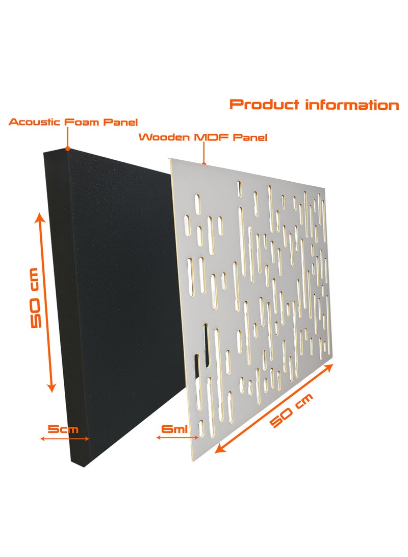 Acoustic Motion Acoustic  panels "50x50x5.6 cm" WAVE design with Self-Adhesive,Sound Proof,Diffusion Panels for Home,Studio,Meeting Rooms,Wall Art Foam+wood Boards For Advanced Acoustic Room Treatment white - Image 4