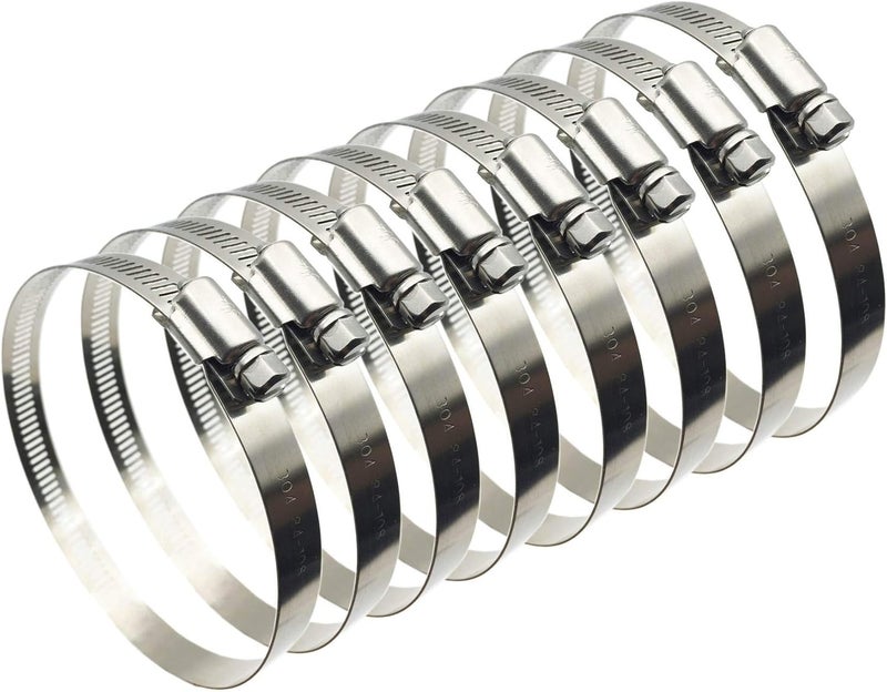 EesTeck 8Pcs 4" Adjustable 304 Stainless Steel Duct Clamps For 4" Hose Clamp Pipe Clamp Air Ducting Clamp worm drive hose clamps (Fits Hoses From 3.5” Diameter up to 4.5”) - Image 1