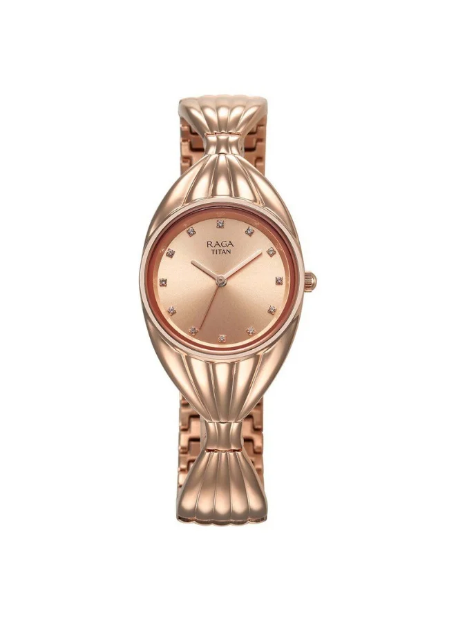 TITAN Raga Memoirs Quartz Analog Rose Gold Dial Rose Gold Metal Strap Watch for Women - 95254WM01