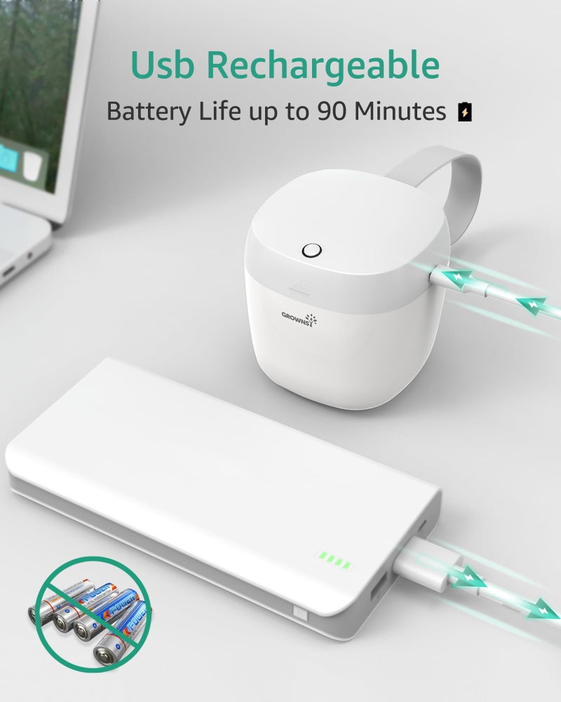 GROWNSY معقم مصاصة GROWNSY المحمول، معقم ضوء UV أثناء التنقل، علبة معقم بشحن USB، معقم مصاصة صغير 99.99% نظيف في 59 ثانية (أبيض) - Image 3