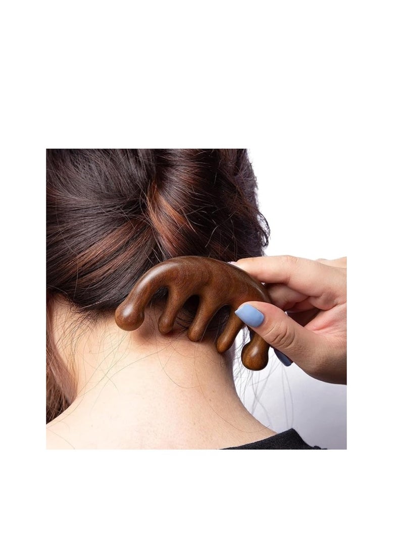 Generic Massage Comb Scalp(Massager Comb) Hand Made Sandalwood Comb (Globular head)  - Image 4