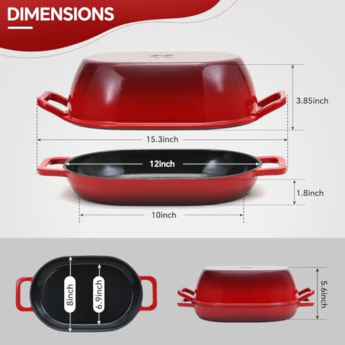 Northriver Casting Enameled Cast Iron Oval Dutch Oven for Bread Baking，12"x8" Bread Pot with Lid，Ideal for Sourdough, Artisan Loaves & Family Meals，5 Qt - Image 3