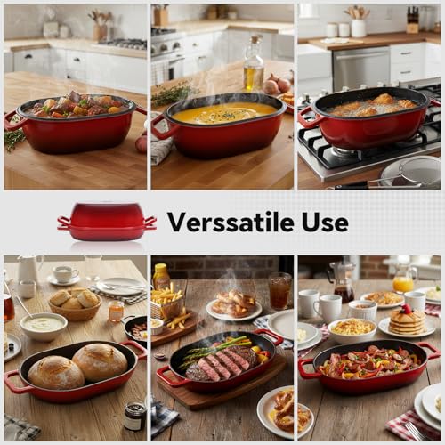 Northriver Casting Enameled Cast Iron Oval Dutch Oven for Bread Baking，12"x8" Bread Pot with Lid，Ideal for Sourdough, Artisan Loaves & Family Meals，5 Qt - Image 5