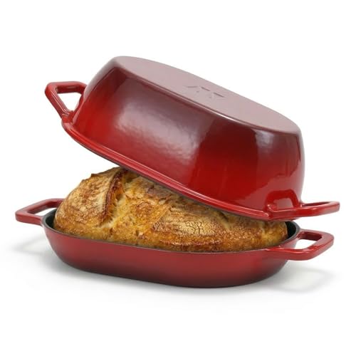 Northriver Casting Enameled Cast Iron Oval Dutch Oven for Bread Baking，12"x8" Bread Pot with Lid，Ideal for Sourdough, Artisan Loaves & Family Meals，5 Qt - Image 1