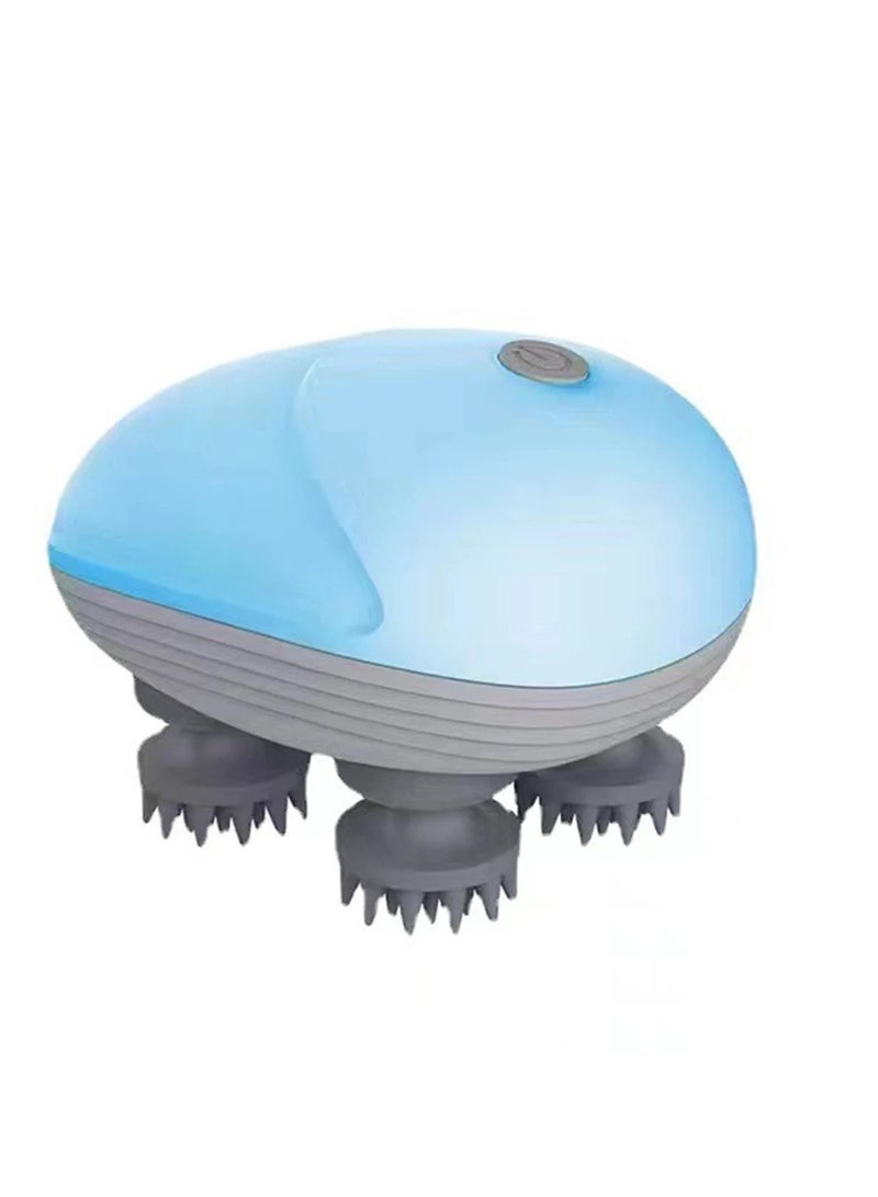 Portable Electric Scalp Massager Cordless Head Massager with 4 Kneading Heads Blue - Image 1