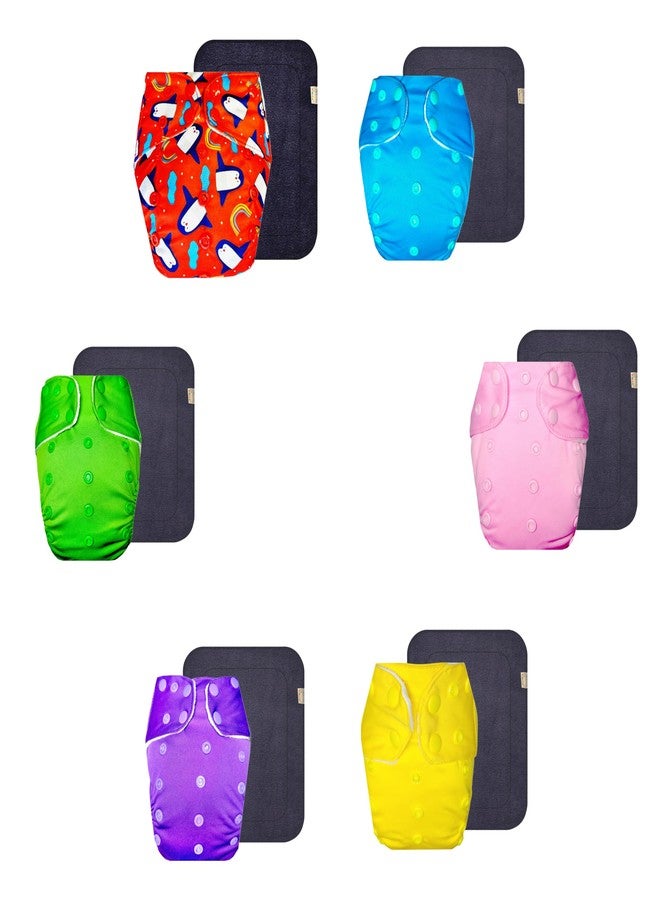 حفاضات قماشية فاخرة من دمبلدو مع حشوة رمادية (عبوة من 6 قطع) | ناعمة ولطيفة | تسمح بمرور الهواء | سهلة التنظيف | مثالية لفصل الصيف الهندي | من 3 أشهر إلى 3 سنوات | مناسبة للجنسين - Image 1