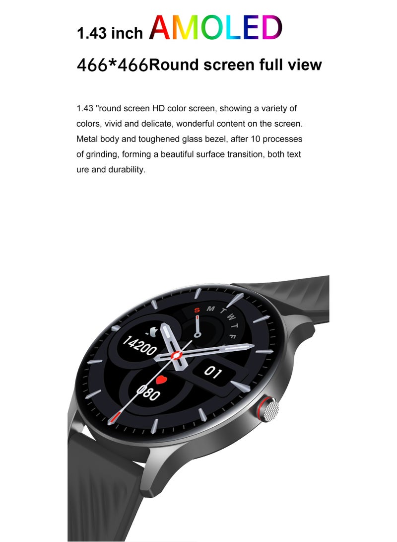 Unisex smartwatch, business smartwatch, waterproof fitness watch, Bluetooth calling, compatible with Android and iOS systems, business watch, zinc alloy vacuum electroplating, heart rate monitoring, blue. - Image 5