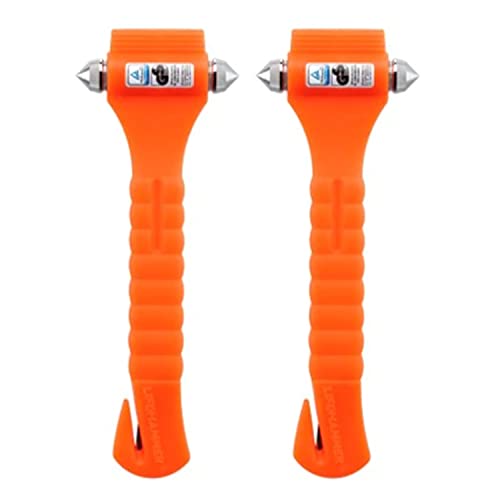 Lifehammer Brand Car Safety Hammer, the Original Emergency Escape and Rescue Tool with Seatbelt Cutter, Made in the Netherlands, Glow Orange (Pack of 2) - Image 1