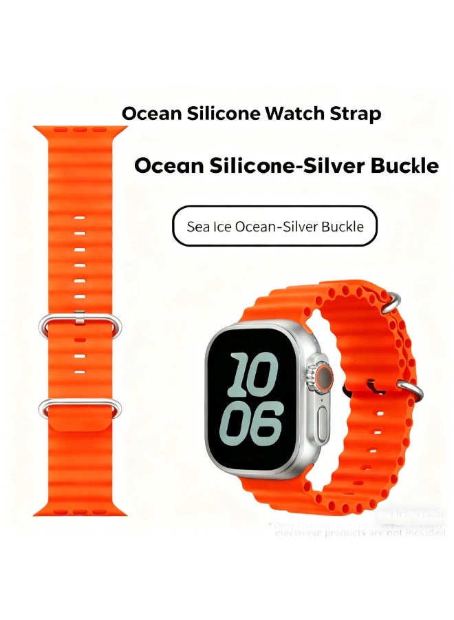 سوار سيليكون OceanWave لساعة Apple – تصميم موجي مرن، قفل آمن، مقاوم للماء والعرق، متوافق مع تناسب سلسلة 38/40/41/42 مم 1-10/SE - Image 2