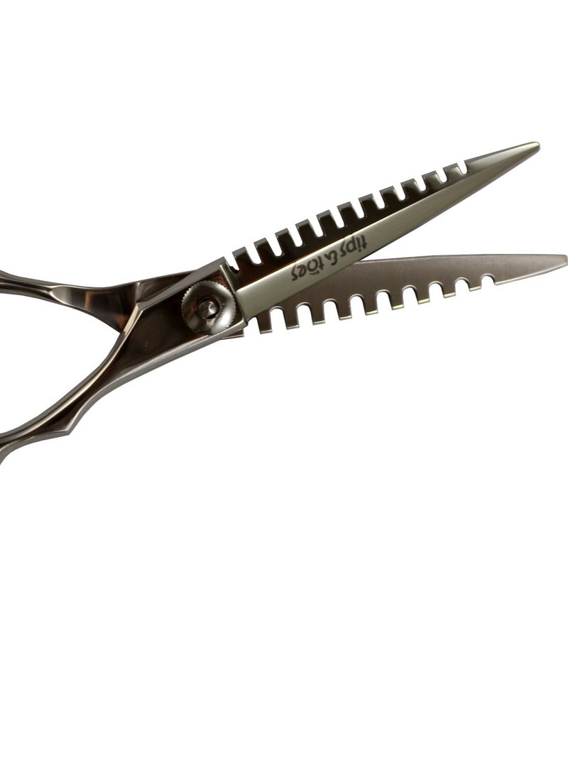 Tips&Toes Peofessional Double Edged Hair Salon Stylist Barber Thinning Shears Scissors  High-Performance Stainless-Steel Haircutting Shears for Extreme Precision Cutting, Trimming, Barbering, salon - Image 4