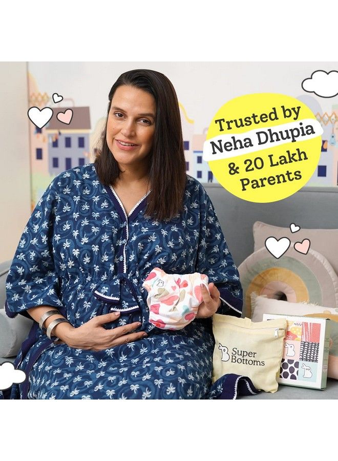 Superbottoms Combo Pack Of 4 (2 Shell + 2 Insert) Freesize Uno Reusable Waterproof Adjustable Cloth Diaper For Babies From 5 17Kgs With Dry Feel Organic Cotton Pad Option 2 - Image 3