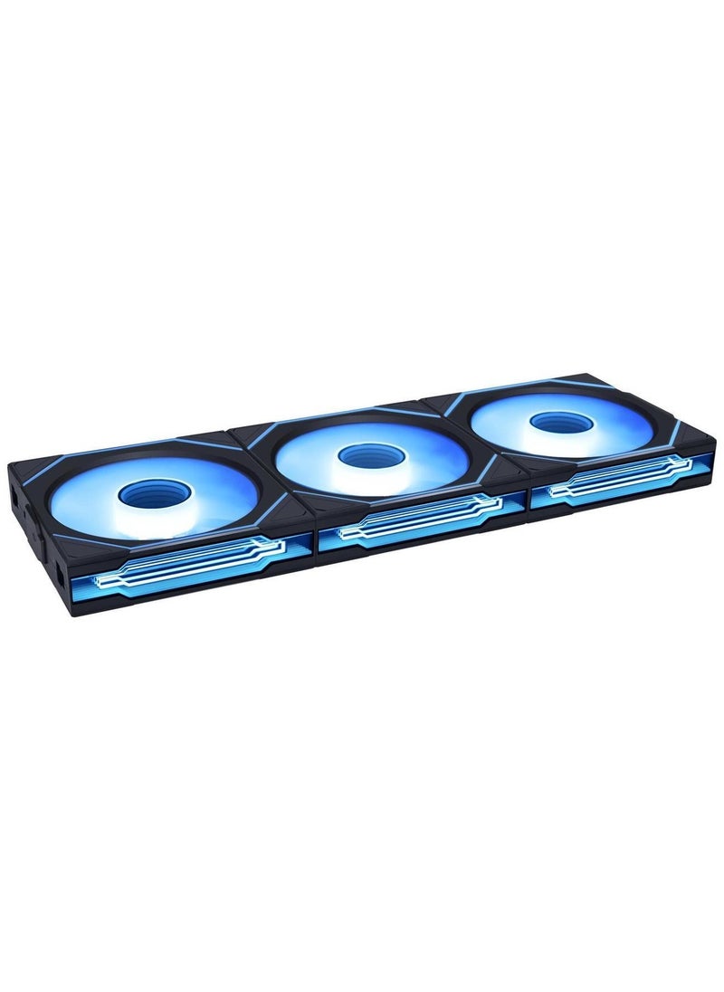 LIAN LI UNI FAN SL-INF WIRELESS 120 Reversed  Black 3 Pack Case Fan, 120×122.1x25mm, 0, 200~2200 RPM Fan Speed, 2.2 mmH2O Air Pressure, 69.7 CFM Air Flow, FDB Bearing, Cableless RGB | 12RSLIN1W3B  - Image 2