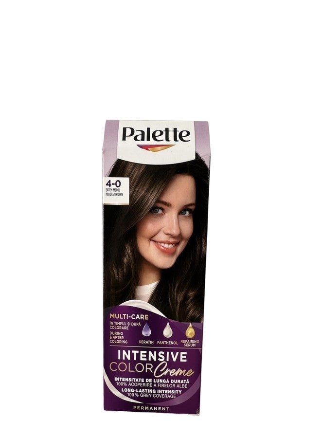 Palette Intensive Color Creme 4-0 Middle Brown Permanent Hair Color - Image 1