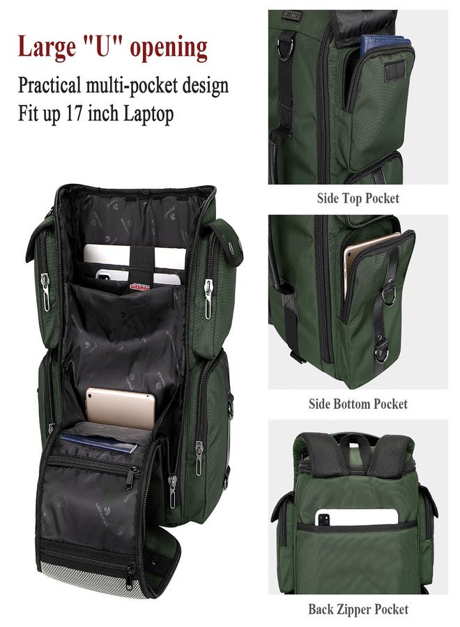 WITZMAN Travel Backpack for Men Carry On Backpack Duffel Bag Large Capacity Laptop Backpack 17 Inch (6695 Army Green) - Image 4