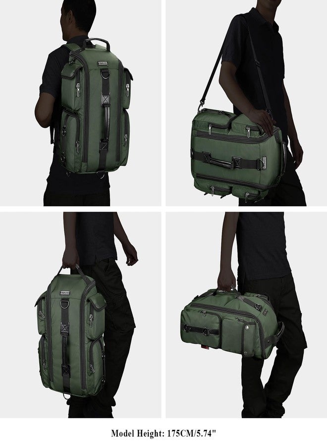 WITZMAN Travel Backpack for Men Carry On Backpack Duffel Bag Large Capacity Laptop Backpack 17 Inch (6695 Army Green) - Image 2