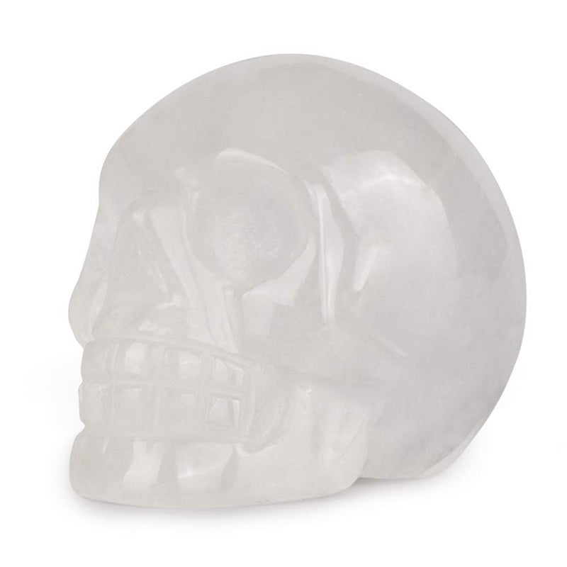 Artistone 2.0"" Clear Quartz Crystal Skull Head Decor Statue Healing Stones Hand Carved Gemstone Skull Figurine Stone for Halloween Carnival Party Personality Bar Home Office - Image 1