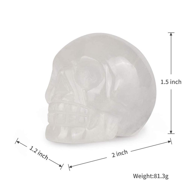 Artistone 2.0"" Clear Quartz Crystal Skull Head Decor Statue Healing Stones Hand Carved Gemstone Skull Figurine Stone for Halloween Carnival Party Personality Bar Home Office - Image 4