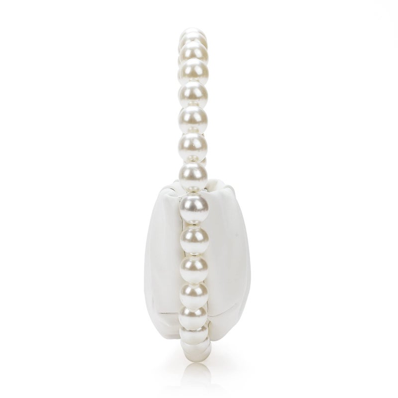 CARIEDO Pearl Soft Face Pleated Handbag Advanced Evening Bag Party Prom Bride Purse Phone Clutch Purse - Image 4