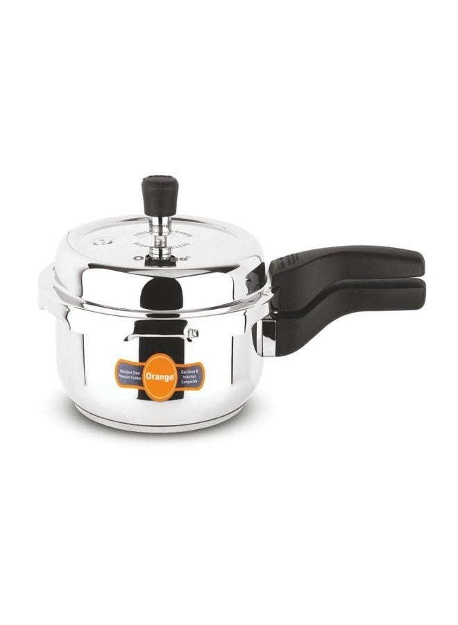 Orange Inox Series Stainless Steel Outer Lid Pressure Cooker With Sturdy Handle 3.5L | Induction Friendly | Deep Lid for Spillage Control | 2.5mm Base Thickness | 5Year Warranty | Silver - Image 1