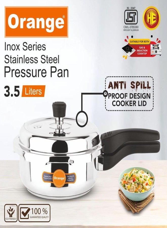 Orange Inox Series Stainless Steel Outer Lid Pressure Cooker With Sturdy Handle 3.5L | Induction Friendly | Deep Lid for Spillage Control | 2.5mm Base Thickness | 5Year Warranty | Silver - Image 2