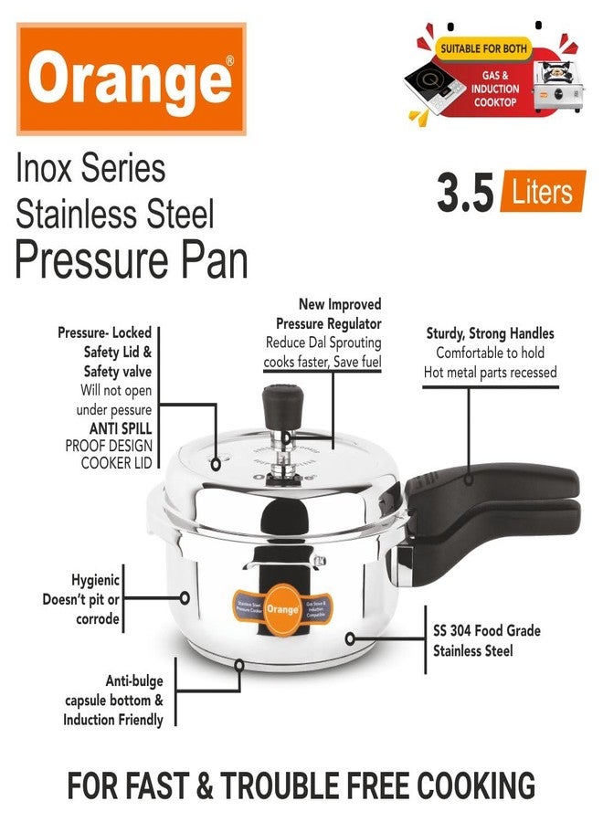 Orange Inox Series Stainless Steel Outer Lid Pressure Cooker With Sturdy Handle 3.5L | Induction Friendly | Deep Lid for Spillage Control | 2.5mm Base Thickness | 5Year Warranty | Silver - Image 3