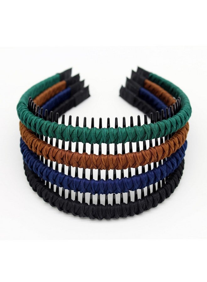 JOBAND أربطة رأس نسائية ملابس نسائية لملحقات الشعر للنساء أربطة شعر مضفرة غير قابلة للانزلاق مشط أسنان مريح طوق شعر (4 ألوان) - Image 1