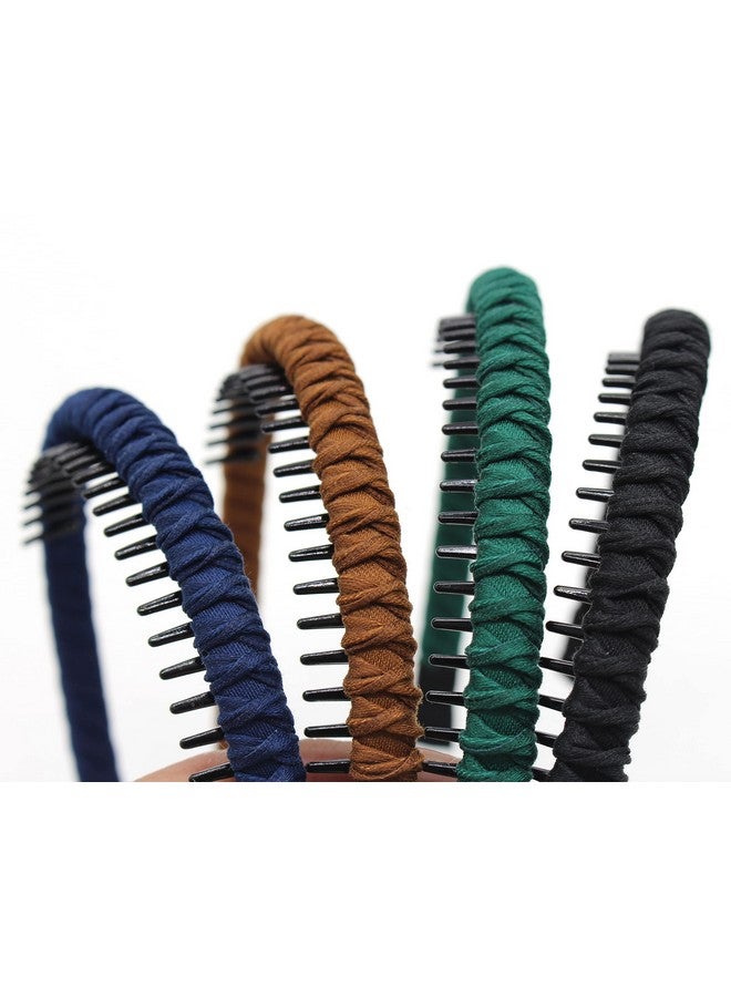 JOBAND أربطة رأس نسائية ملابس نسائية لملحقات الشعر للنساء أربطة شعر مضفرة غير قابلة للانزلاق مشط أسنان مريح طوق شعر (4 ألوان) - Image 2