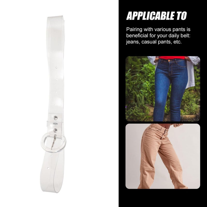 Women PVC Waist Belt 100cm Acrylic D Ring Buckle Chic Versatile Dress Jeans Accessory - Image 4
