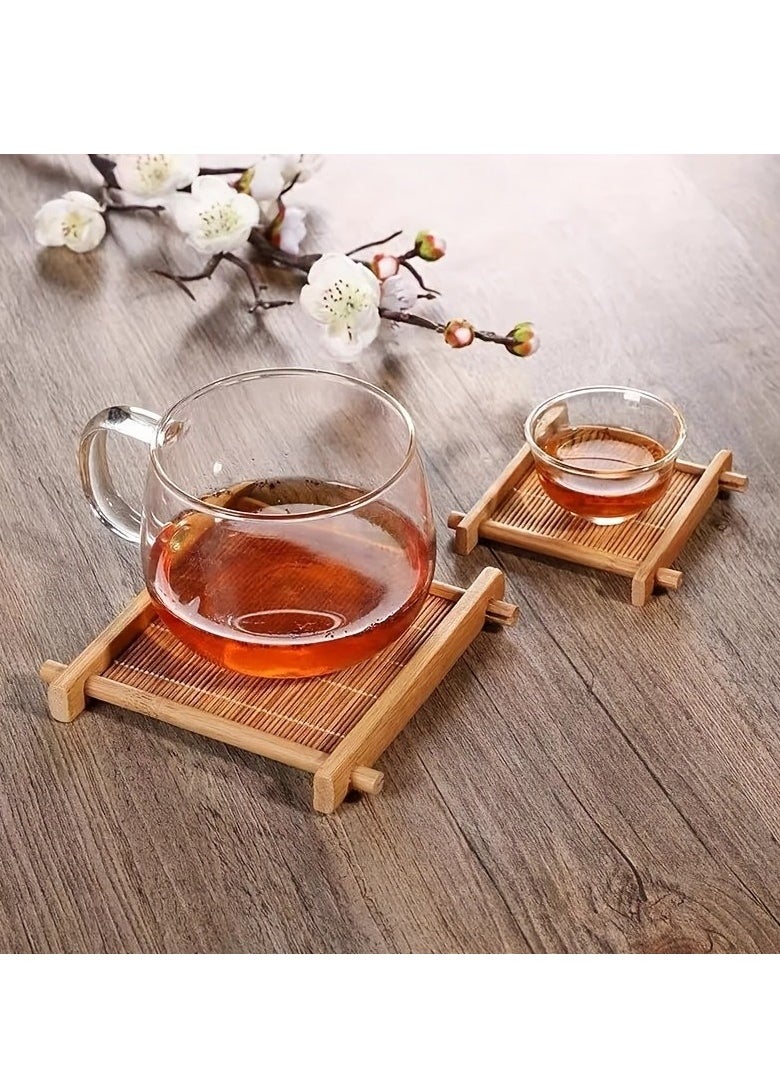 Generic - 3 Pack Tea Coasters Natural Bamboo Coasters Tea Coasters Mini 3 Inch Square Tabletop Insulated Tray for Tea Service Decoration Party Coasters - Image 1