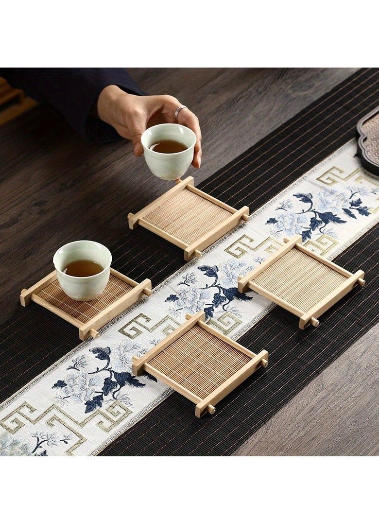 Generic - 3 Pack Tea Coasters Natural Bamboo Coasters Tea Coasters Mini 3 Inch Square Tabletop Insulated Tray for Tea Service Decoration Party Coasters - Image 1