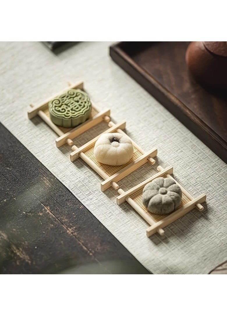 Generic - 3 Pack Tea Coasters Natural Bamboo Coasters Tea Coasters Mini 3 Inch Square Tabletop Insulated Tray for Tea Service Decoration Party Coasters - Image 1