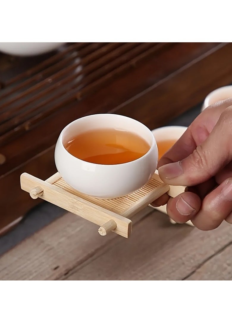 Generic - 3 Pack Tea Coasters Natural Bamboo Coasters Tea Coasters Mini 3 Inch Square Tabletop Insulated Tray for Tea Service Decoration Party Coasters - Image 1