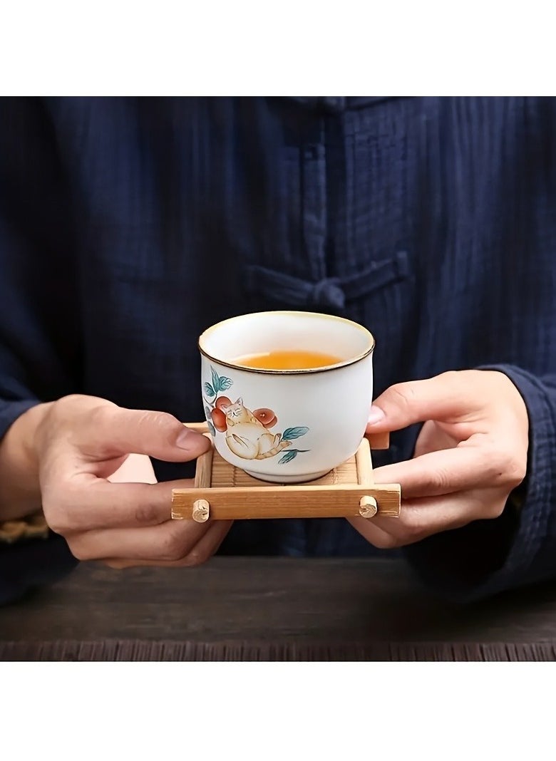 Generic - 3 Pack Tea Coasters Natural Bamboo Coasters Tea Coasters Mini 3 Inch Square Tabletop Insulated Tray for Tea Service Decoration Party Coasters - Image 1