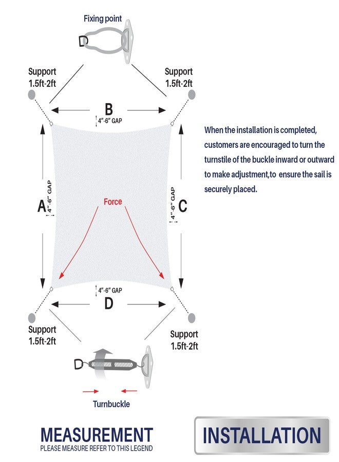 طقم أدوات تثبيت مظلة الشمس Windscreen4less - 6 بوصات - شديد التحمل - لمظلات الشمس المربعة والمستطيلة - Image 4