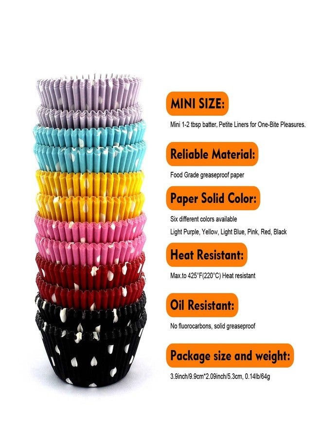 Eoonfirst Rainbow Mini Polka Dots Cupcake Liners 300 Pcs, No Smell, Food Grade & Grease-Proof Baking Cups Paper - Image 3