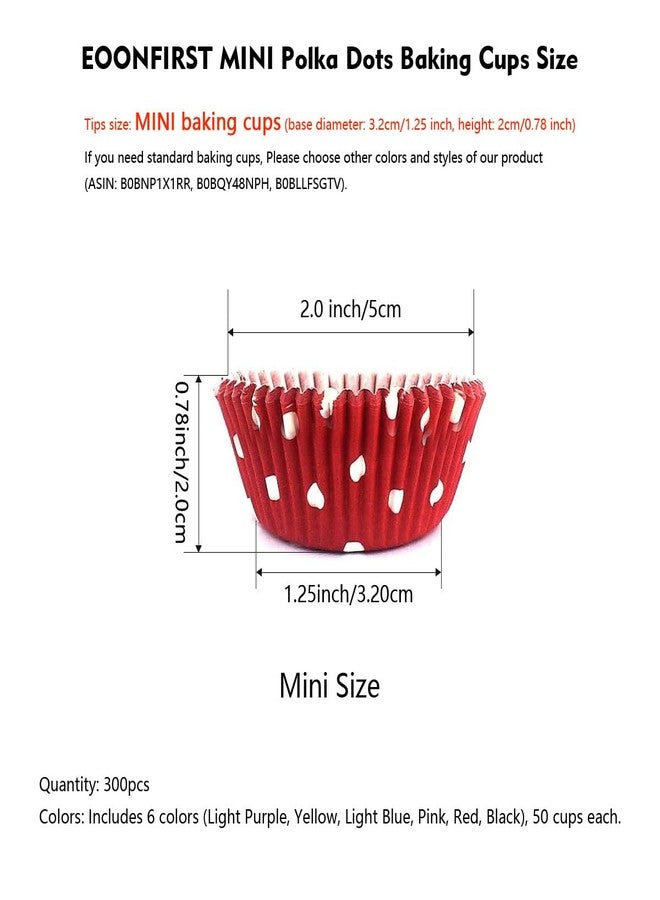Eoonfirst Rainbow Mini Polka Dots Cupcake Liners 300 Pcs, No Smell, Food Grade & Grease-Proof Baking Cups Paper - Image 2